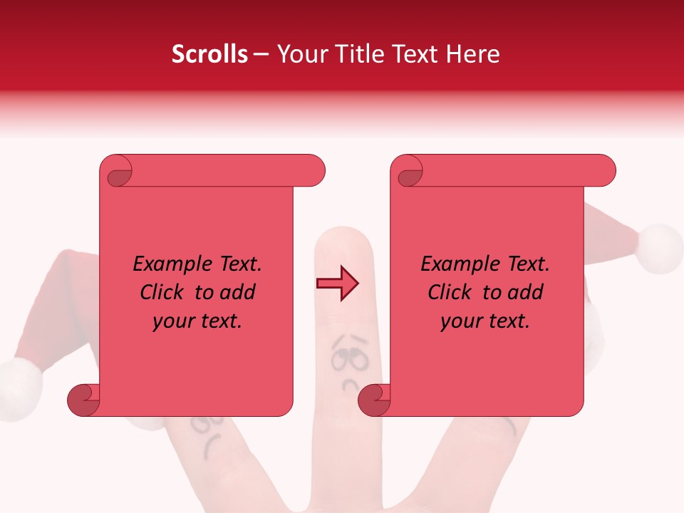 Fingers Dressed In Santa-Claus Red-White Hats PowerPoint Template