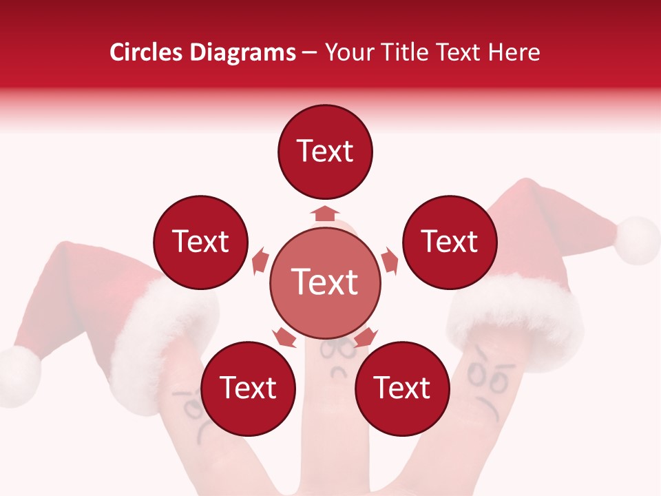 Fingers Dressed In Santa-Claus Red-White Hats PowerPoint Template