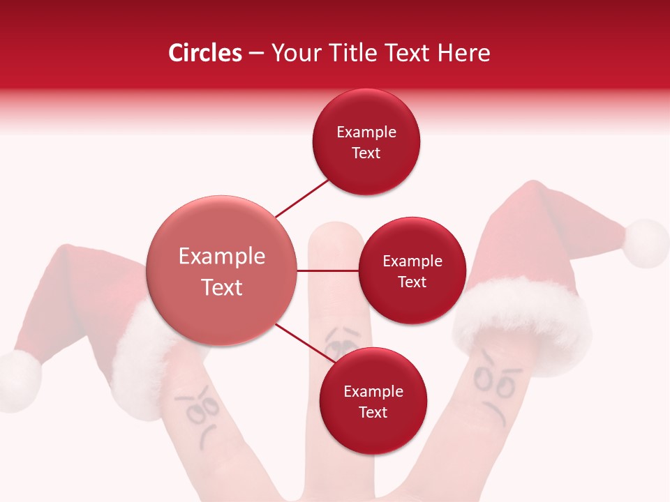 Fingers Dressed In Santa-Claus Red-White Hats PowerPoint Template
