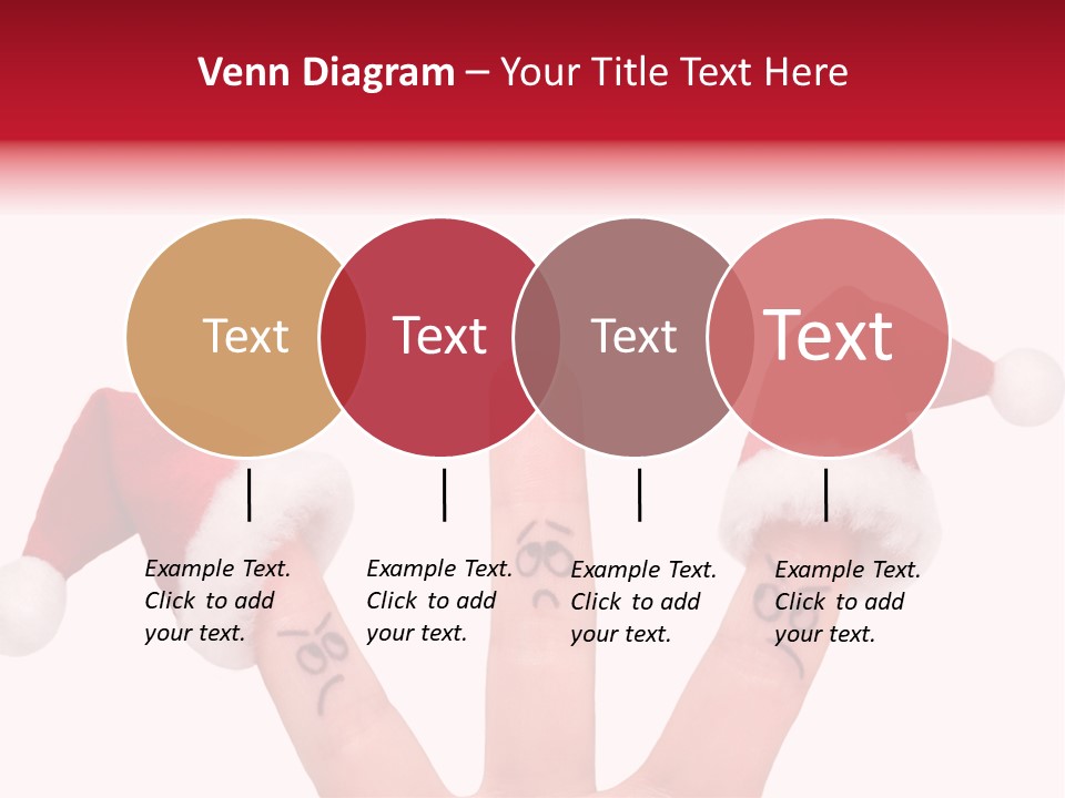 Fingers Dressed In Santa-Claus Red-White Hats PowerPoint Template