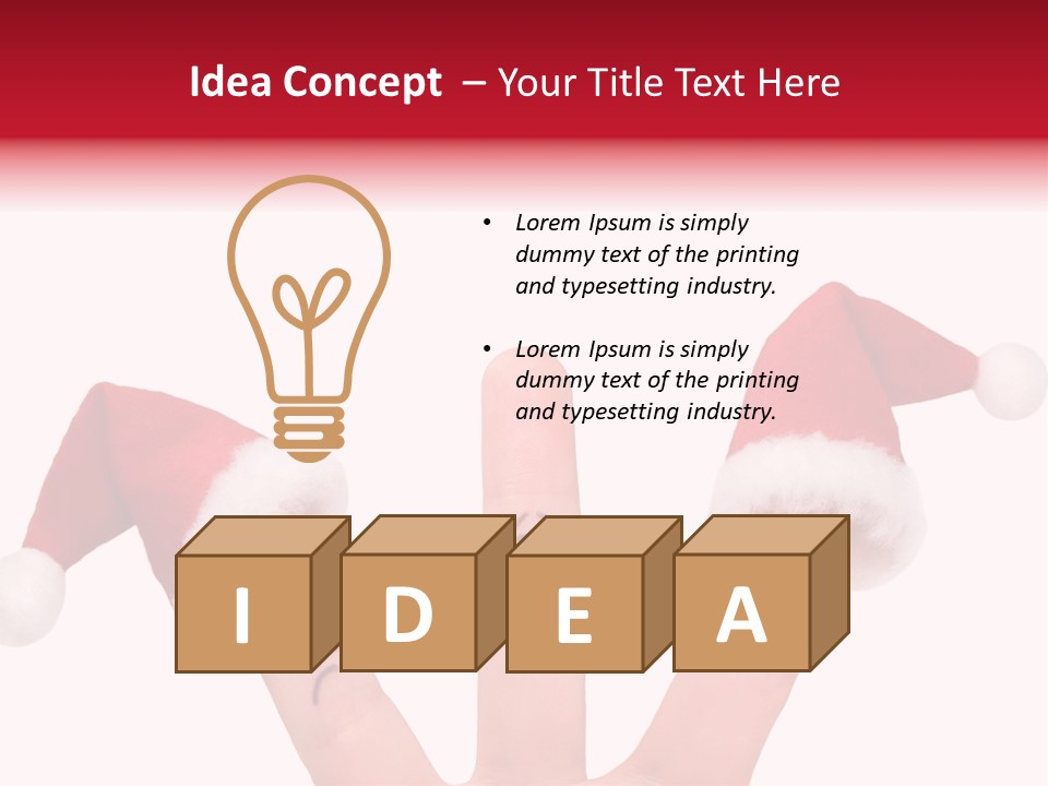Fingers Dressed In Santa-Claus Red-White Hats PowerPoint Template