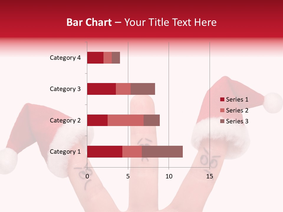 Fingers Dressed In Santa-Claus Red-White Hats PowerPoint Template