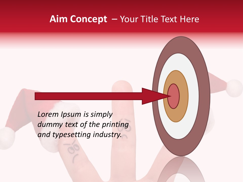 Fingers Dressed In Santa-Claus Red-White Hats PowerPoint Template
