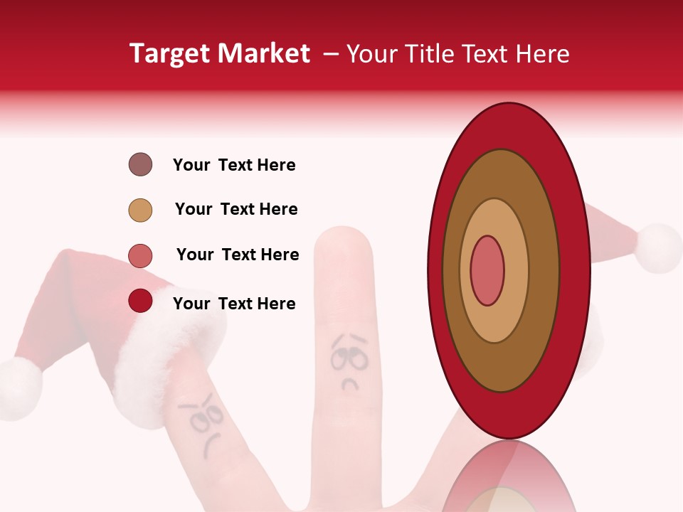 Fingers Dressed In Santa-Claus Red-White Hats PowerPoint Template