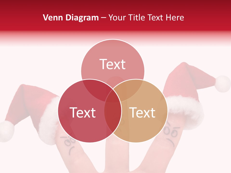 Fingers Dressed In Santa-Claus Red-White Hats PowerPoint Template