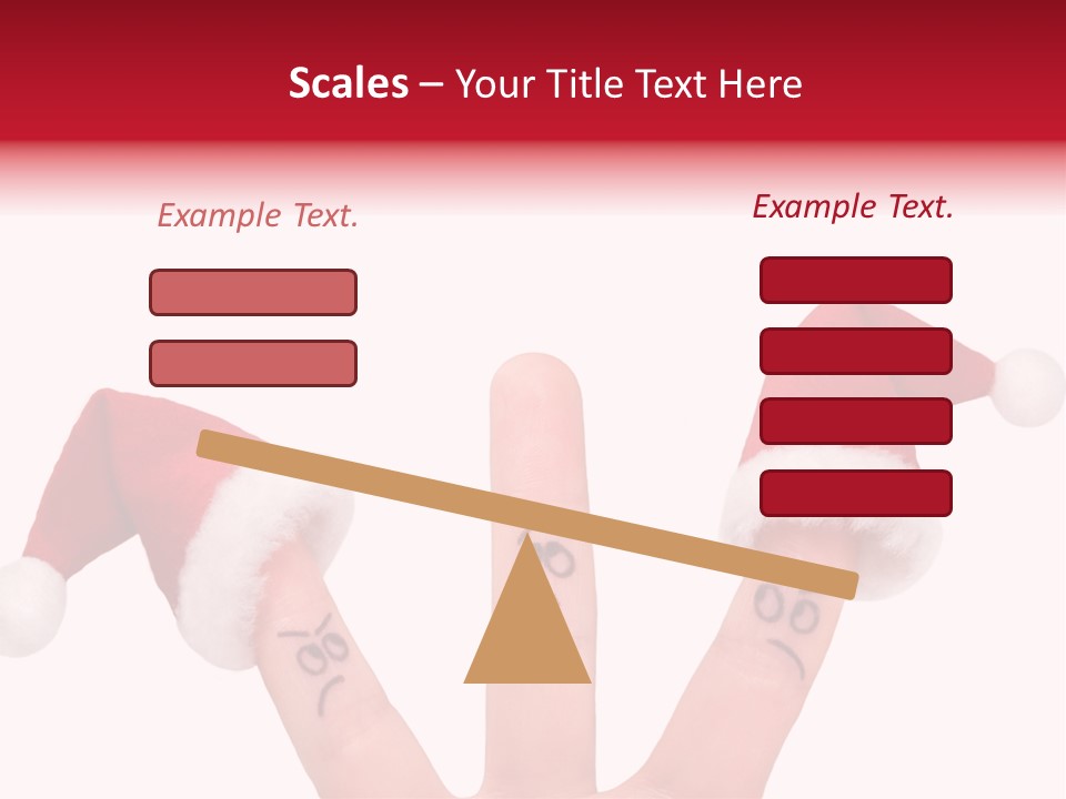 Fingers Dressed In Santa-Claus Red-White Hats PowerPoint Template