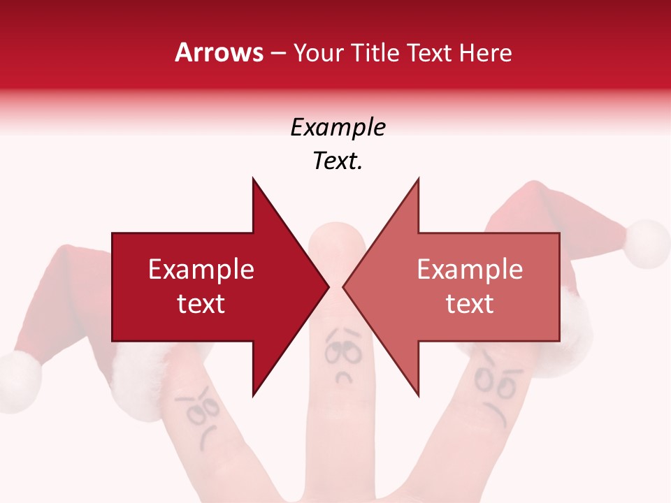 Fingers Dressed In Santa-Claus Red-White Hats PowerPoint Template