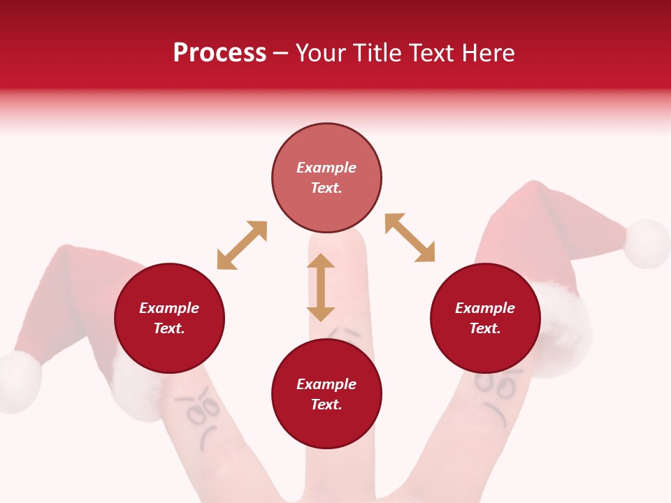Fingers Dressed In Santa-Claus Red-White Hats PowerPoint Template