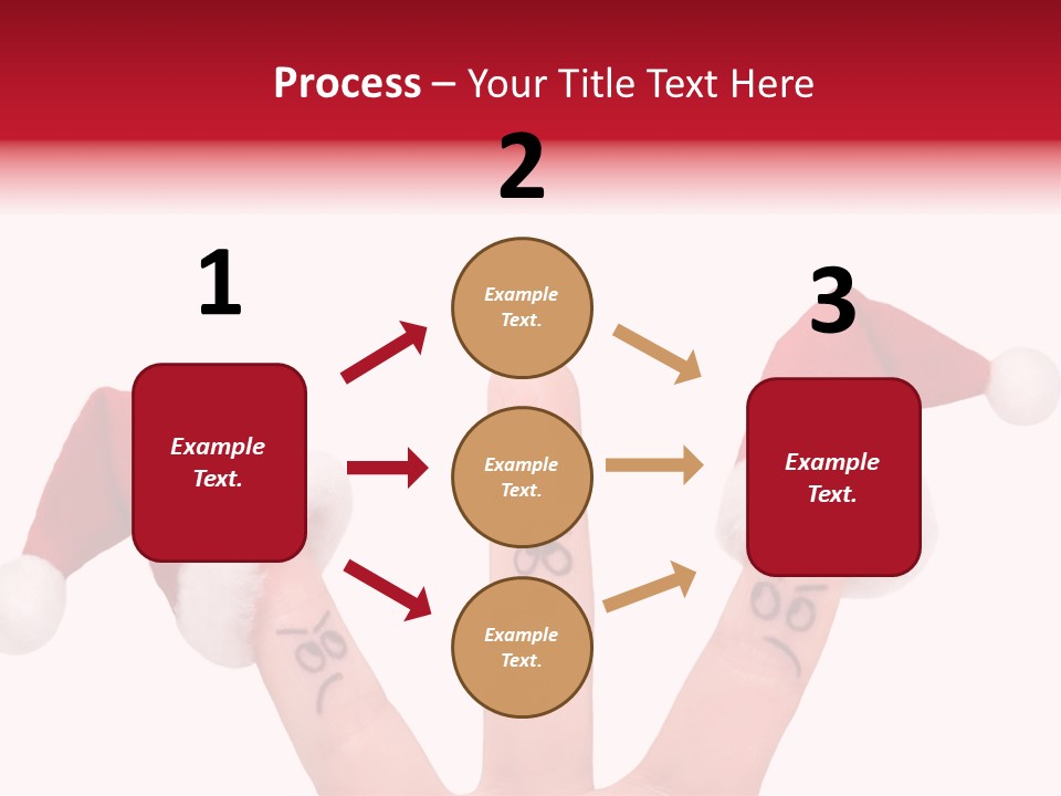 Fingers Dressed In Santa-Claus Red-White Hats PowerPoint Template