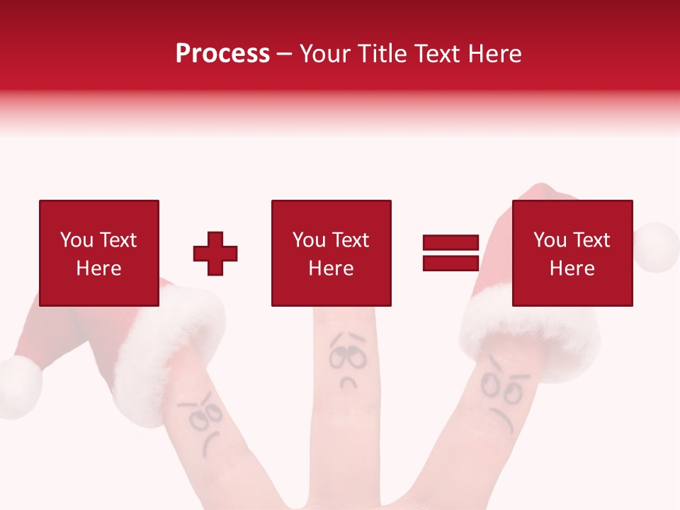 Fingers Dressed In Santa-Claus Red-White Hats PowerPoint Template