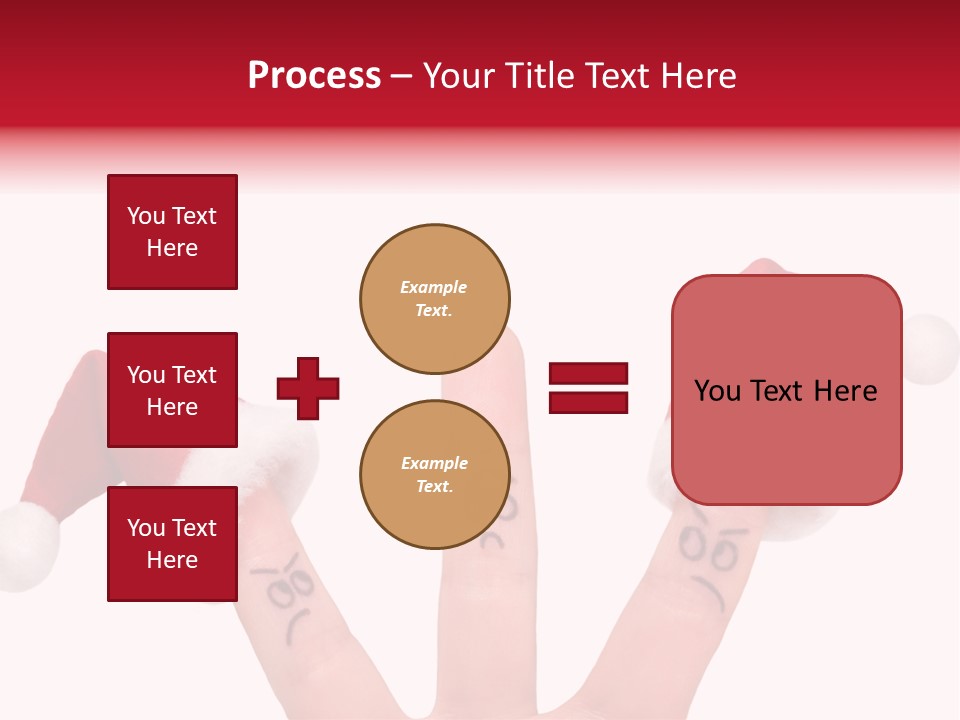 Fingers Dressed In Santa-Claus Red-White Hats PowerPoint Template