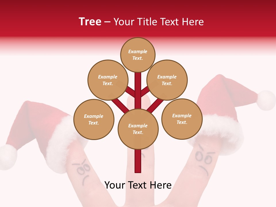 Fingers Dressed In Santa-Claus Red-White Hats PowerPoint Template