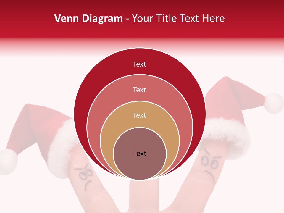 Fingers Dressed In Santa-Claus Red-White Hats PowerPoint Template