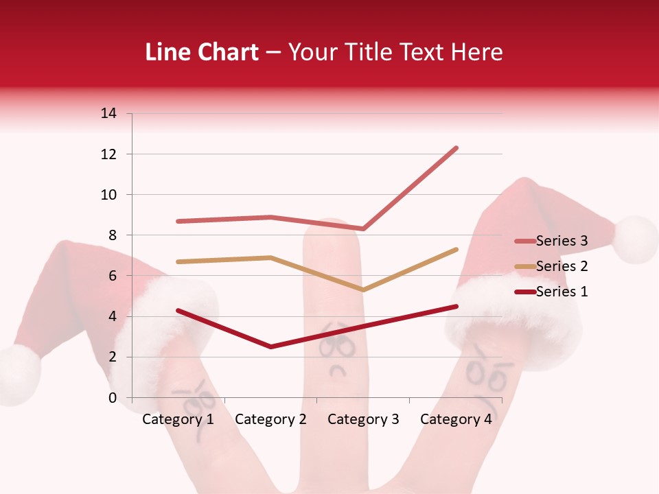 Fingers Dressed In Santa-Claus Red-White Hats PowerPoint Template