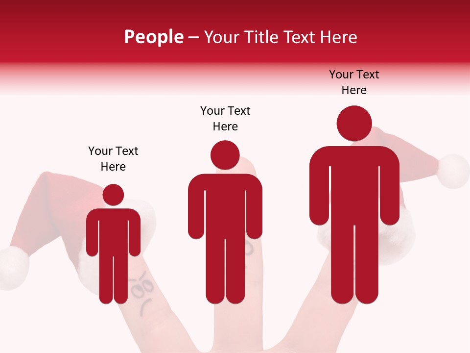 Fingers Dressed In Santa-Claus Red-White Hats PowerPoint Template