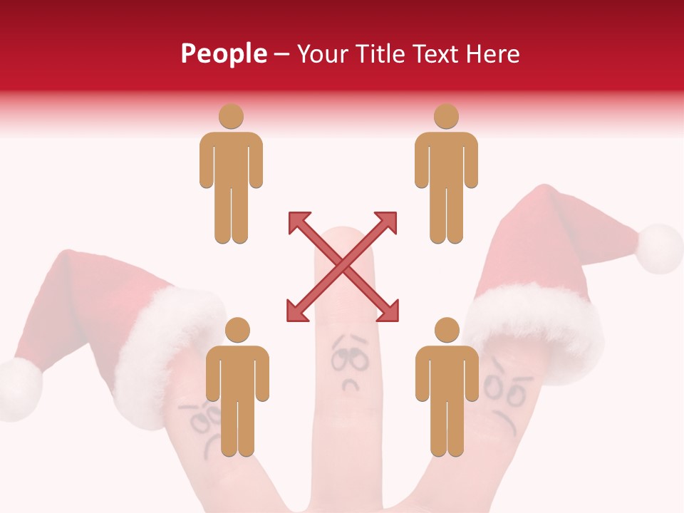 Fingers Dressed In Santa-Claus Red-White Hats PowerPoint Template
