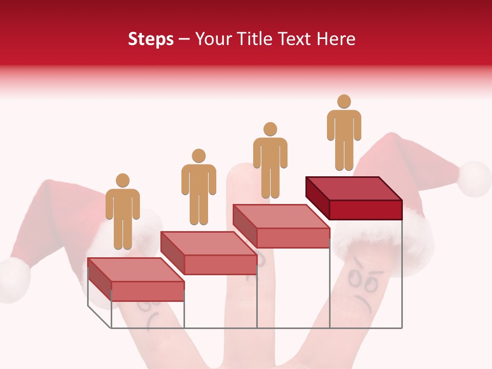 Fingers Dressed In Santa-Claus Red-White Hats PowerPoint Template