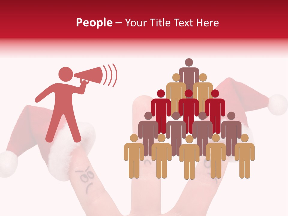Fingers Dressed In Santa-Claus Red-White Hats PowerPoint Template