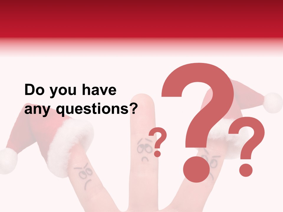 Fingers Dressed In Santa-Claus Red-White Hats PowerPoint Template