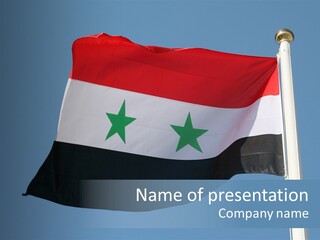 The Flag Of The Country Of Jordan Is Flying In The Sky PowerPoint Template