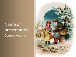 A Visit From Saint Nicholas - An Early 1900'S Vintage Greeting Card Illustration (See Also Image No. 34040) PowerPoint Template