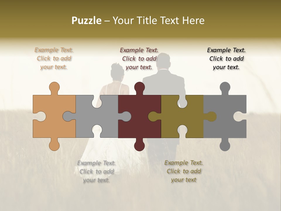 A Newly Wed Couple Walking Through A Grassland, Holding Hands PowerPoint Template