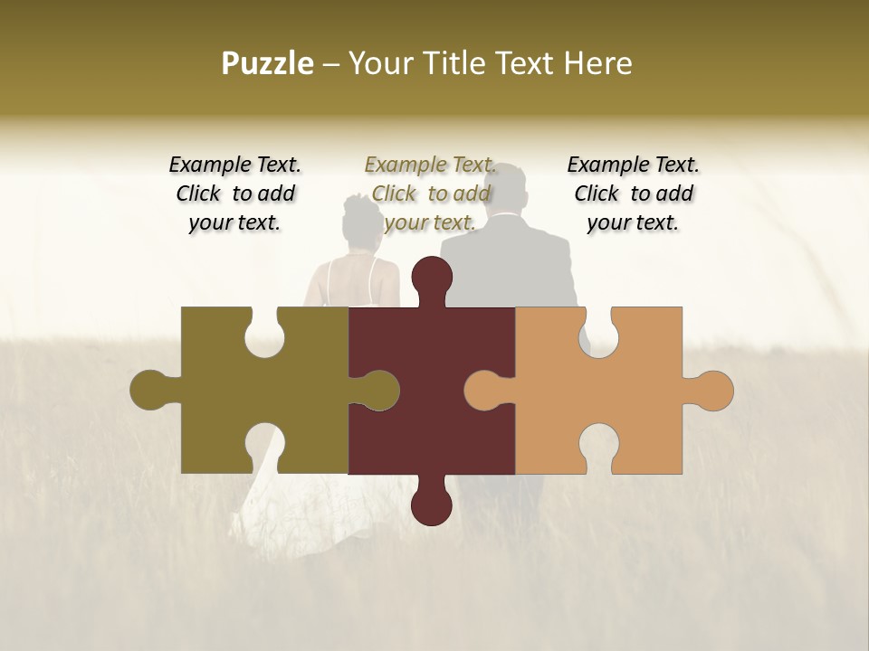 A Newly Wed Couple Walking Through A Grassland, Holding Hands PowerPoint Template