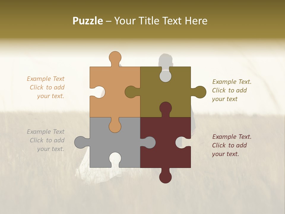 A Newly Wed Couple Walking Through A Grassland, Holding Hands PowerPoint Template