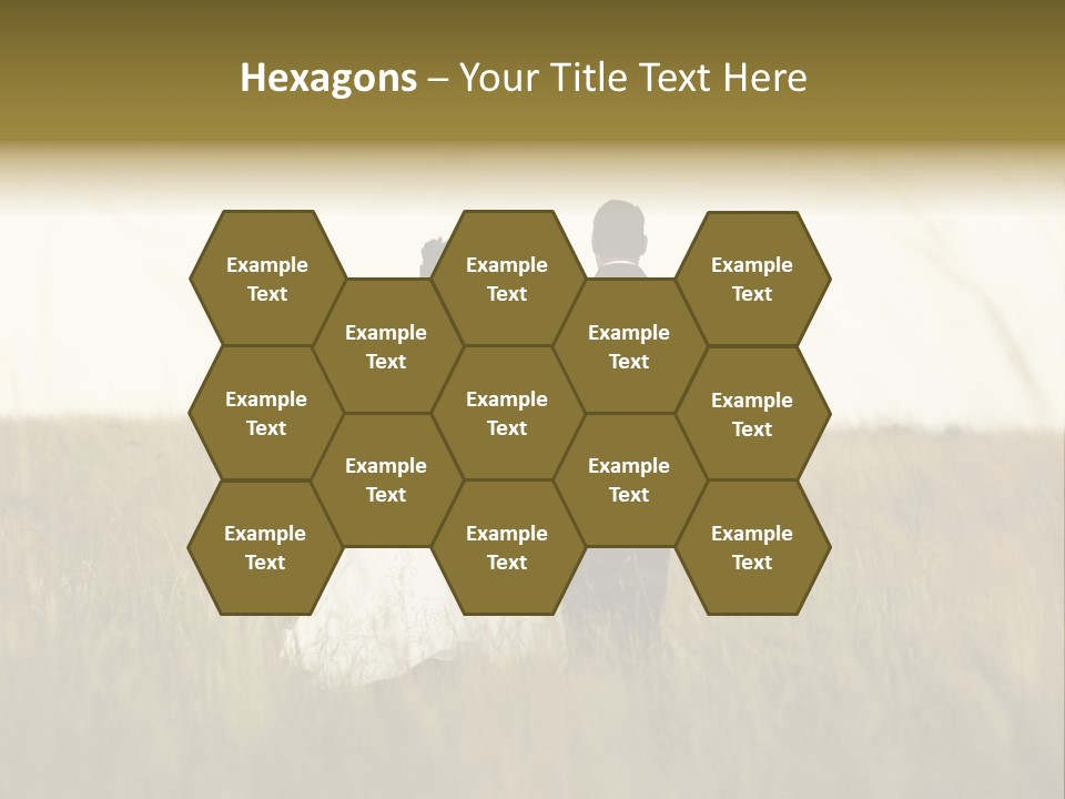 A Newly Wed Couple Walking Through A Grassland, Holding Hands PowerPoint Template