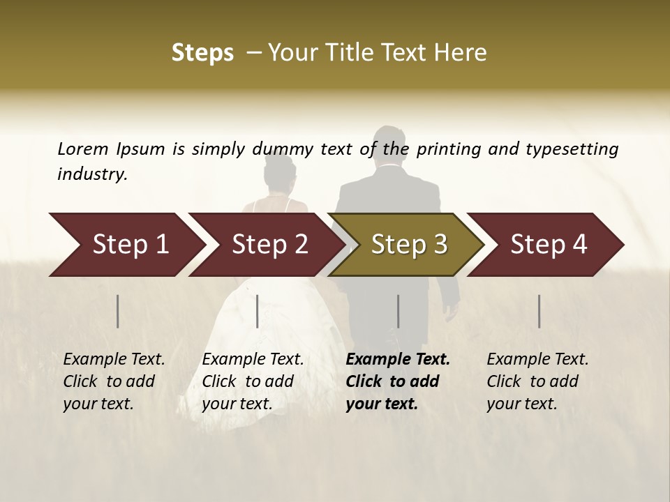 A Newly Wed Couple Walking Through A Grassland, Holding Hands PowerPoint Template