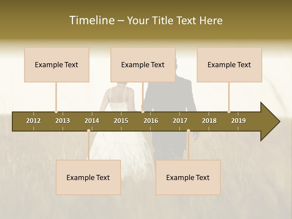 A Newly Wed Couple Walking Through A Grassland, Holding Hands PowerPoint Template