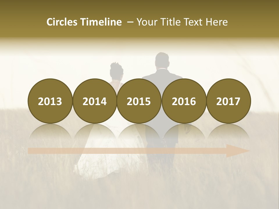 A Newly Wed Couple Walking Through A Grassland, Holding Hands PowerPoint Template