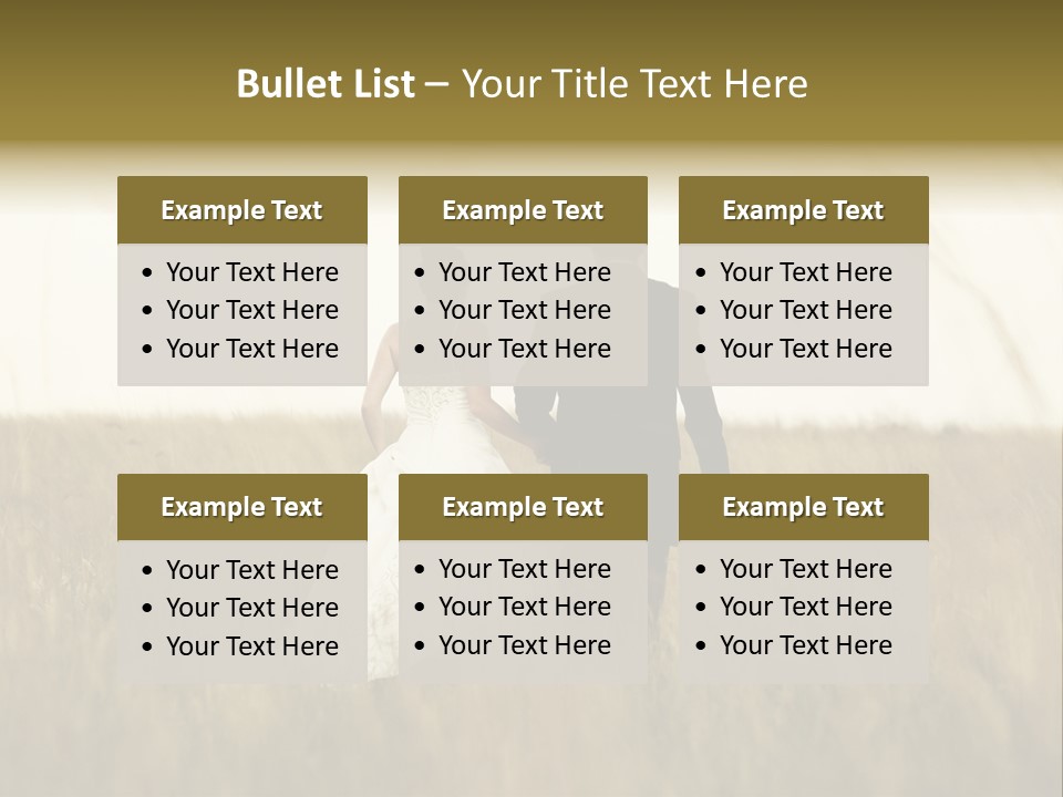 A Newly Wed Couple Walking Through A Grassland, Holding Hands PowerPoint Template