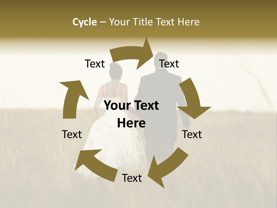 A Newly Wed Couple Walking Through A Grassland, Holding Hands PowerPoint Template
