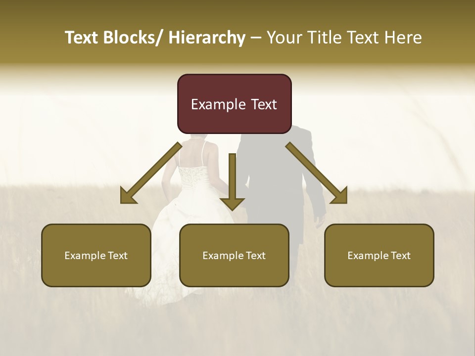 A Newly Wed Couple Walking Through A Grassland, Holding Hands PowerPoint Template