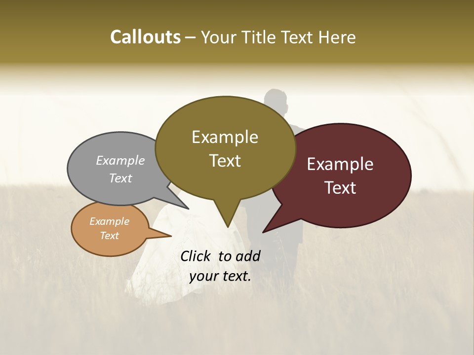 A Newly Wed Couple Walking Through A Grassland, Holding Hands PowerPoint Template