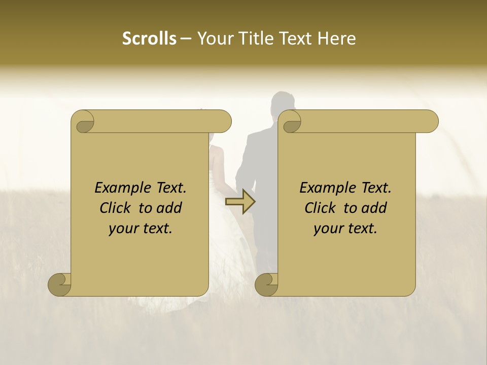 A Newly Wed Couple Walking Through A Grassland, Holding Hands PowerPoint Template