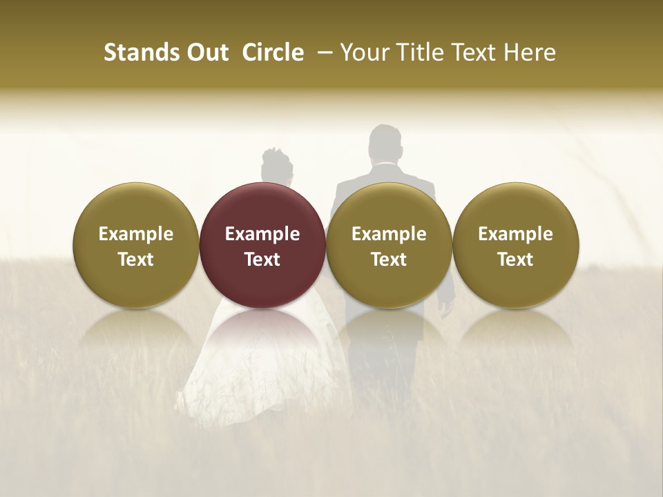 A Newly Wed Couple Walking Through A Grassland, Holding Hands PowerPoint Template