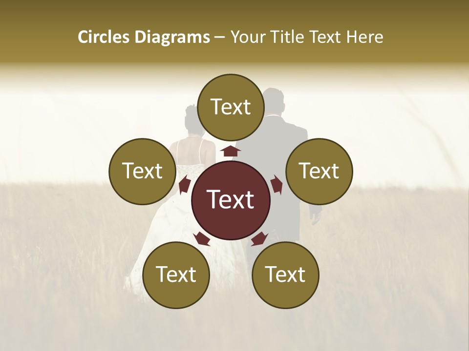 A Newly Wed Couple Walking Through A Grassland, Holding Hands PowerPoint Template