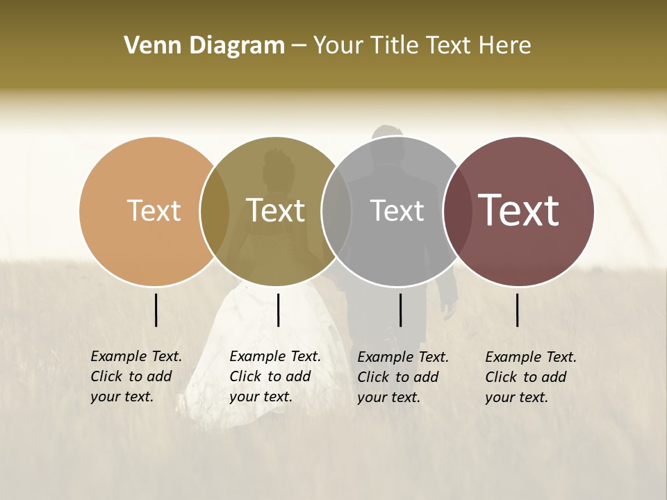 A Newly Wed Couple Walking Through A Grassland, Holding Hands PowerPoint Template