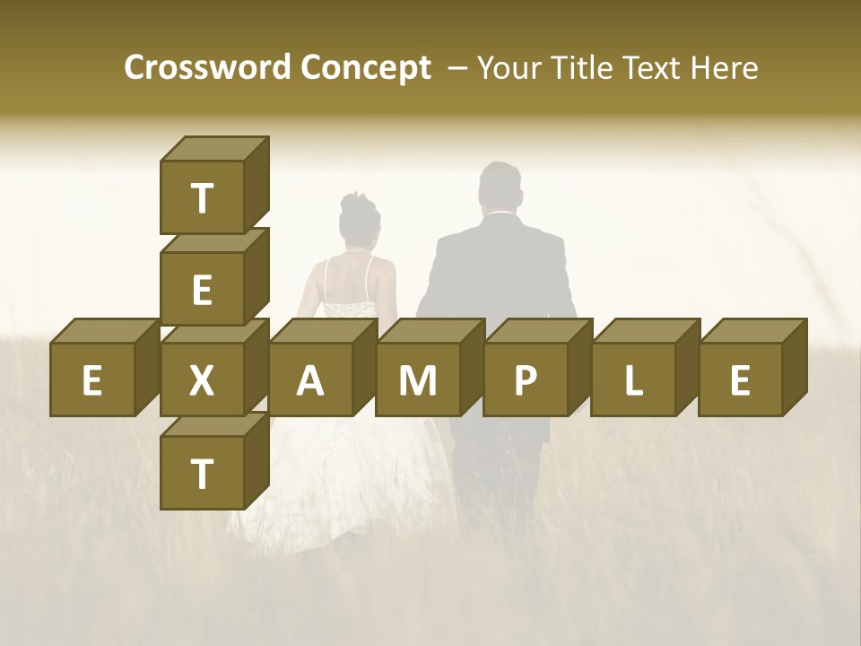 A Newly Wed Couple Walking Through A Grassland, Holding Hands PowerPoint Template