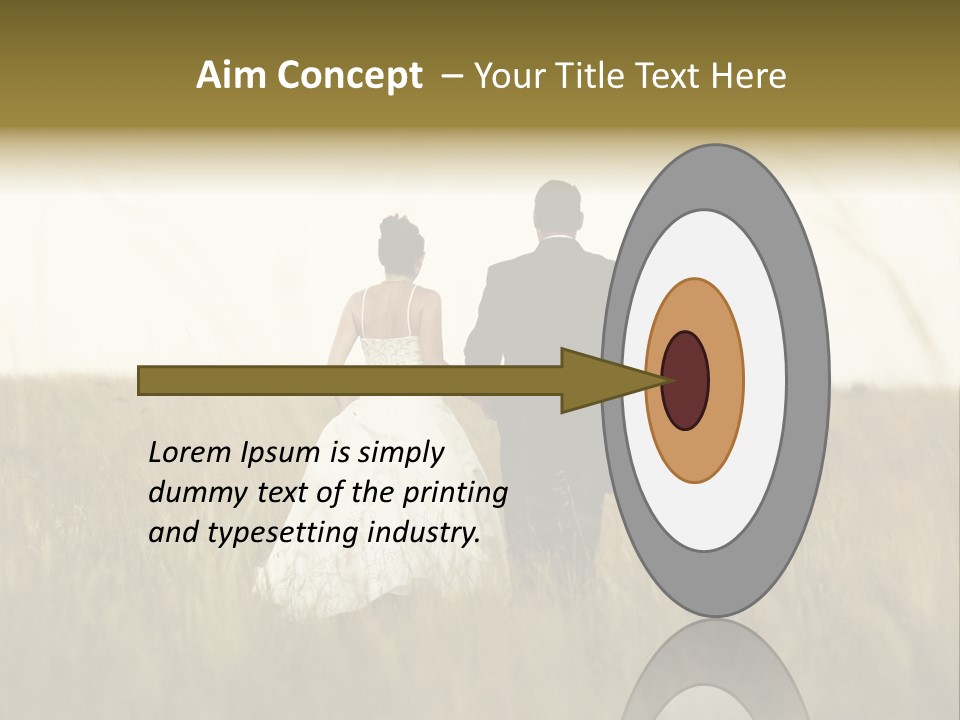 A Newly Wed Couple Walking Through A Grassland, Holding Hands PowerPoint Template