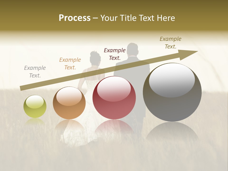 A Newly Wed Couple Walking Through A Grassland, Holding Hands PowerPoint Template