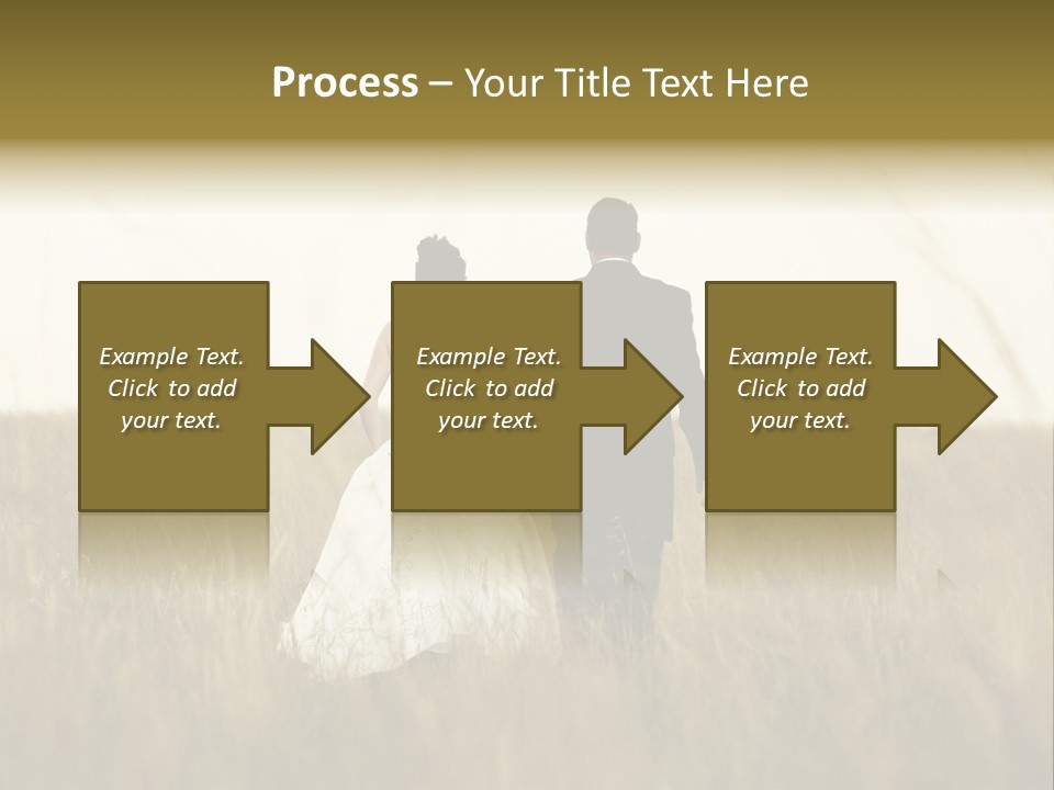 A Newly Wed Couple Walking Through A Grassland, Holding Hands PowerPoint Template