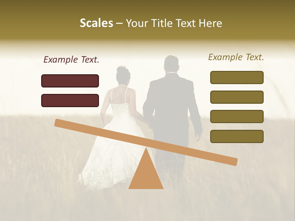 A Newly Wed Couple Walking Through A Grassland, Holding Hands PowerPoint Template