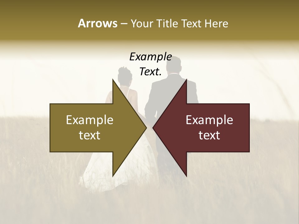 A Newly Wed Couple Walking Through A Grassland, Holding Hands PowerPoint Template