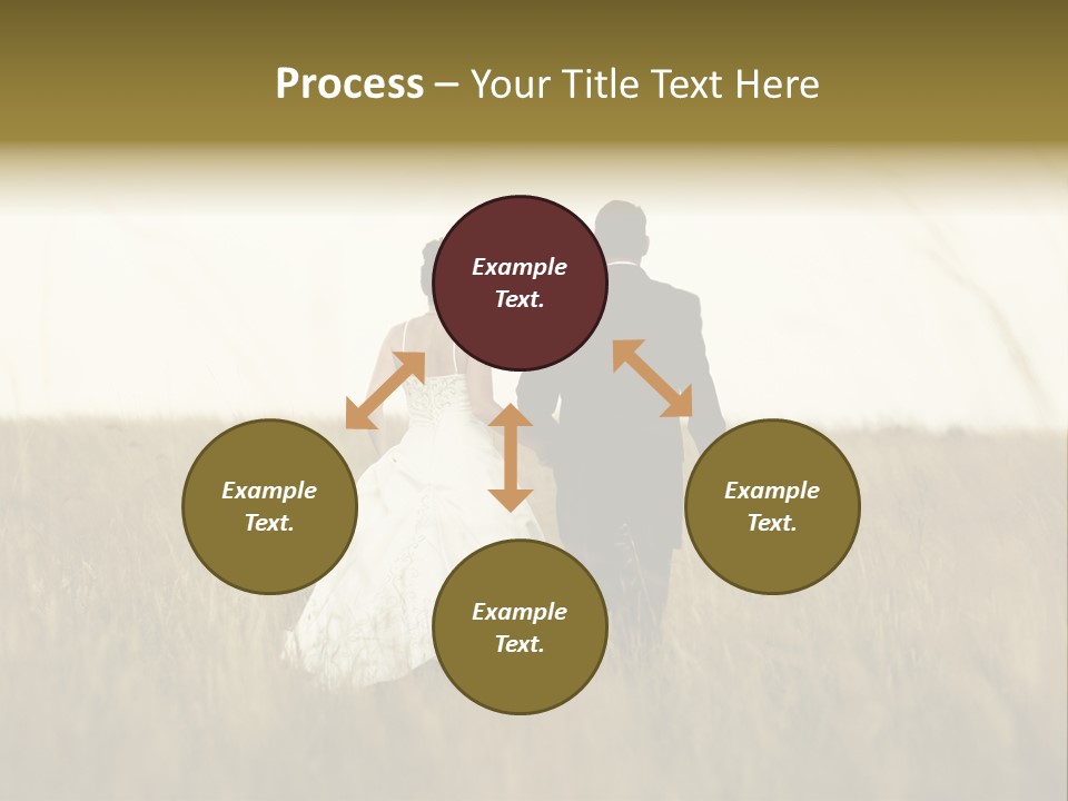 A Newly Wed Couple Walking Through A Grassland, Holding Hands PowerPoint Template