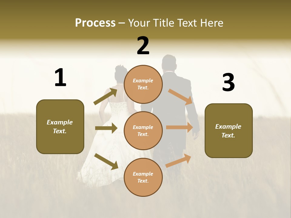 A Newly Wed Couple Walking Through A Grassland, Holding Hands PowerPoint Template