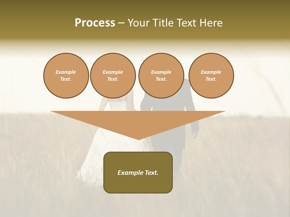 A Newly Wed Couple Walking Through A Grassland, Holding Hands PowerPoint Template