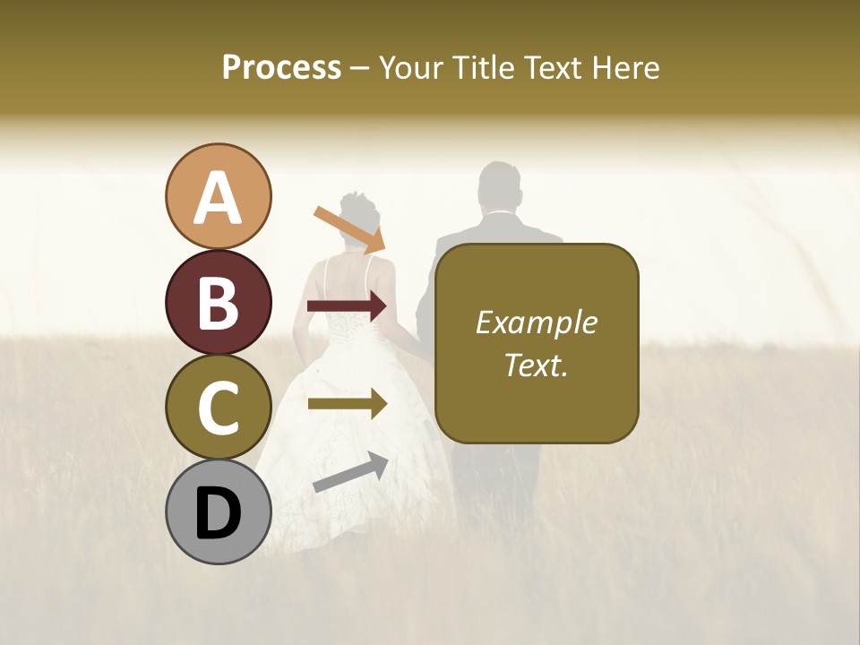 A Newly Wed Couple Walking Through A Grassland, Holding Hands PowerPoint Template